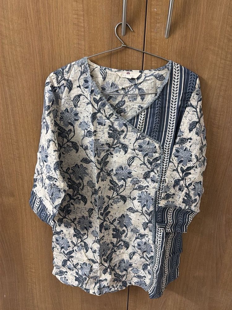 Blue Floral Print Kurta