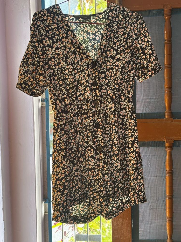 Floral Print Button-Up Dress