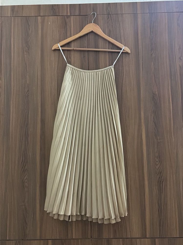 Pleated satin skirt