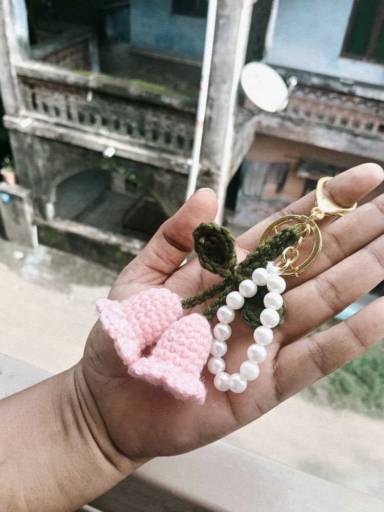 Handmade Crochet Flower Keychain