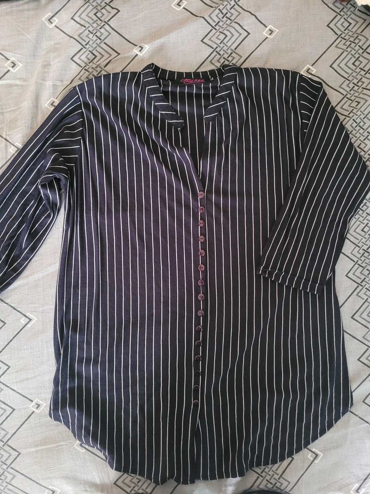 Chic Striped Button-Down Tunic