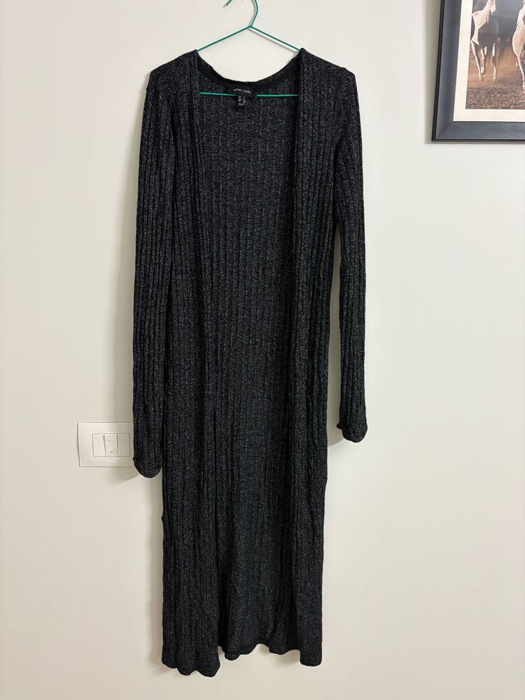 Longline Grey Ribbed Cardigan/ shrug