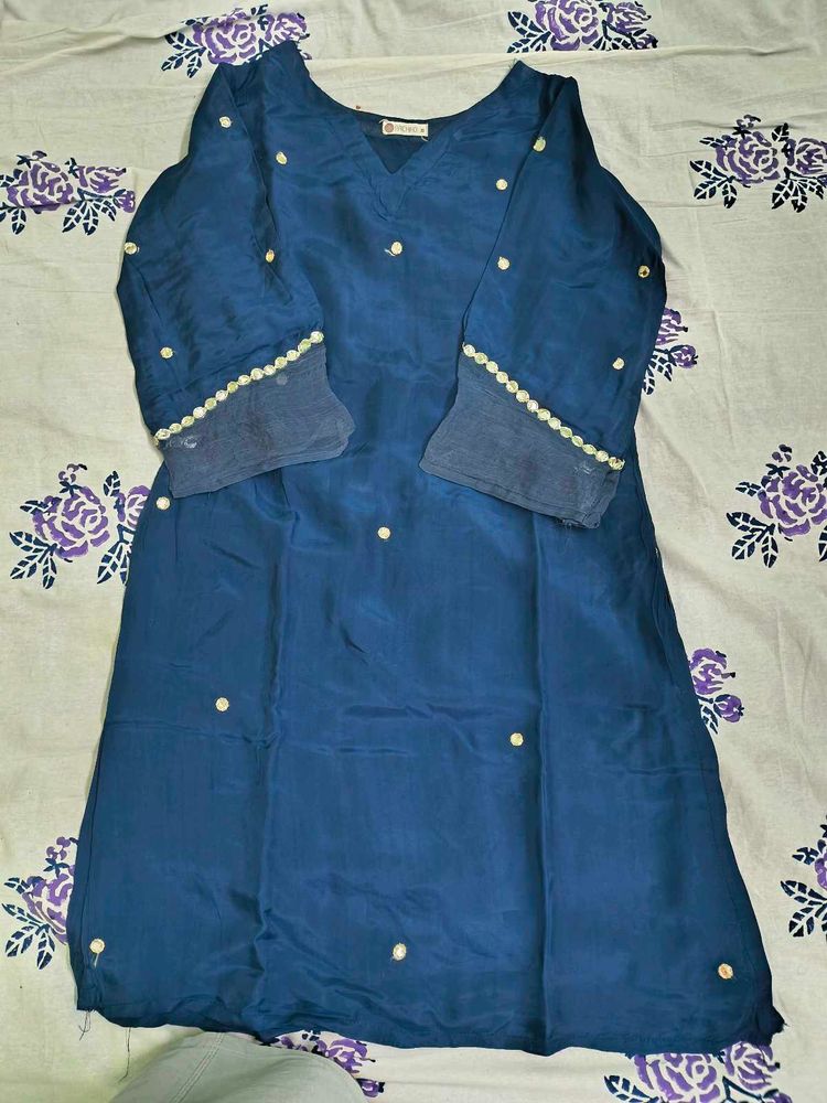 Elegant Navy Blue Embroidered Coord set