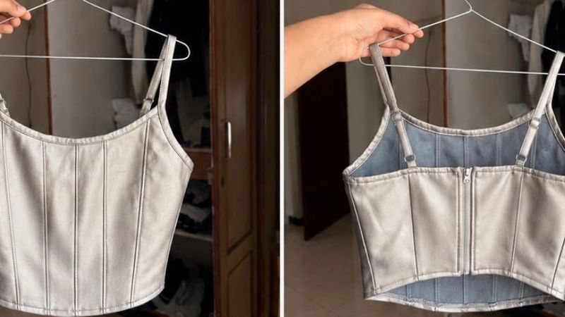 Stylish Faux Leather Corset Top