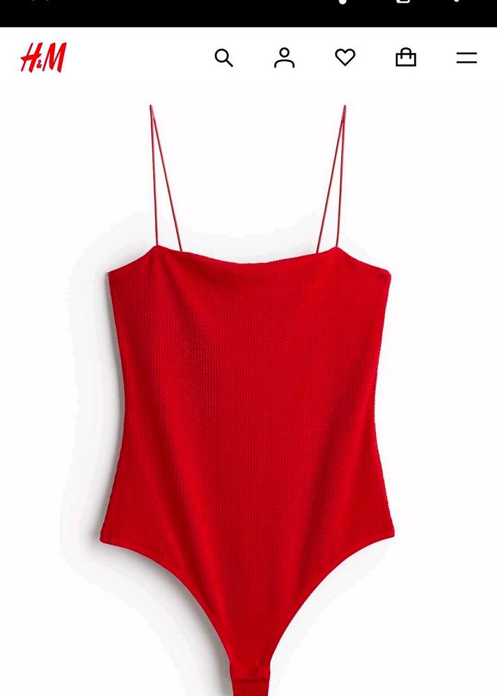 H&amp;M Red Spaghetti Strap Bodysuit