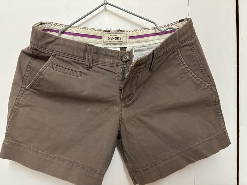 Brown Cotton Shorts