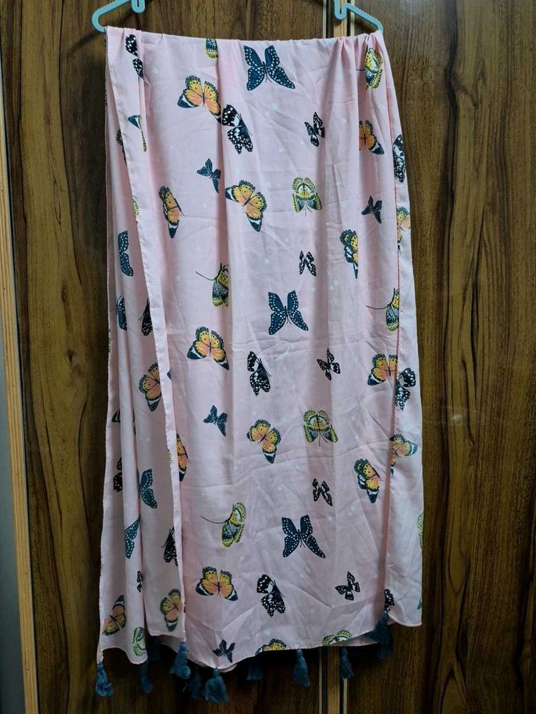 Pink Butterfly Print Dupatta