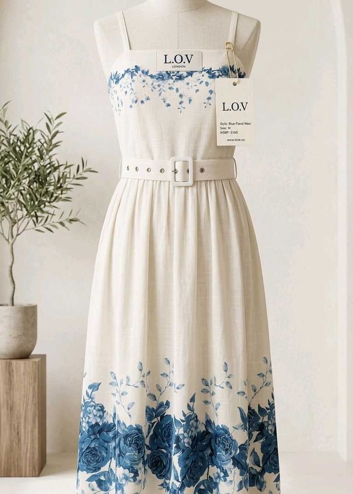 LOV London Blue Floral Midi Dress