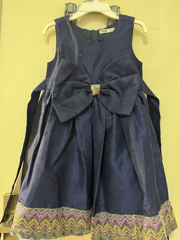 Girls Embellished Party Wear Layered Dress Wid Bow