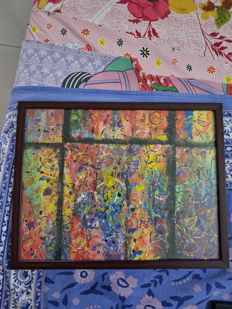 Hand painted Vibrant Abstract Framed Artwork