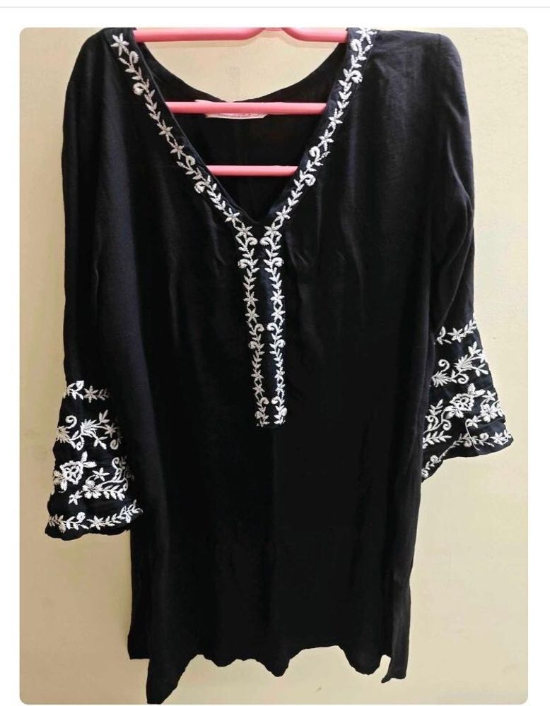 Embroidered Black Kurta Tunic