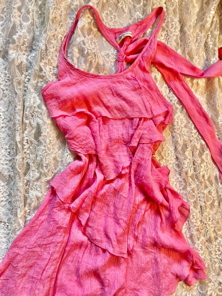 Chic Pink tiered  Ruffle y2k fairy core Dress
