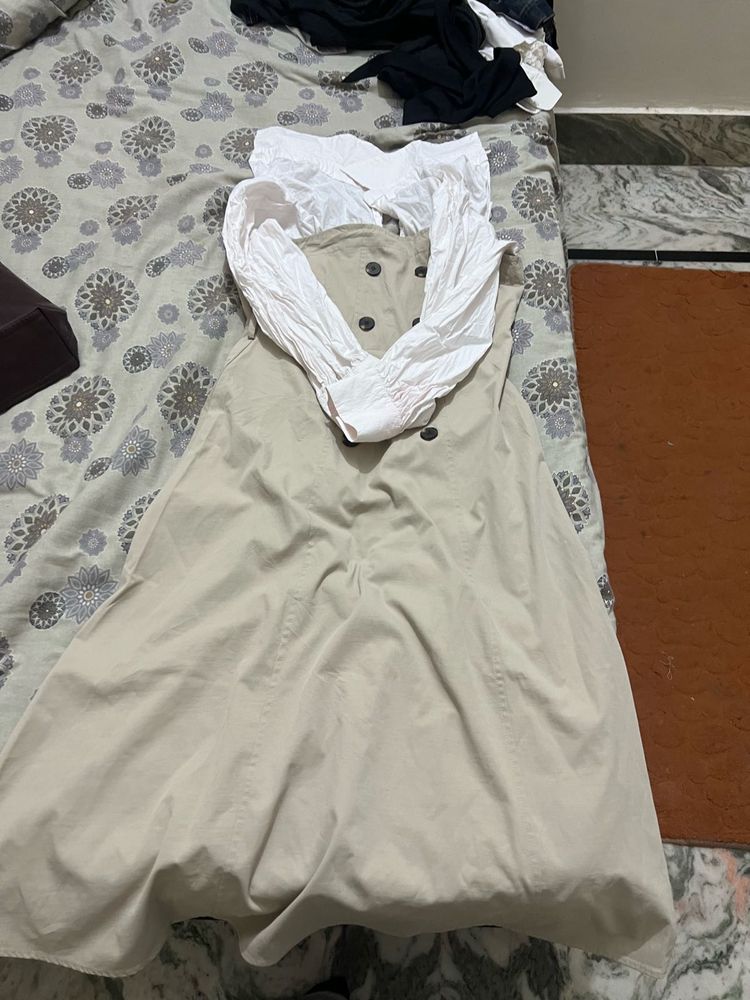 Chic Beige Button-Up Dress