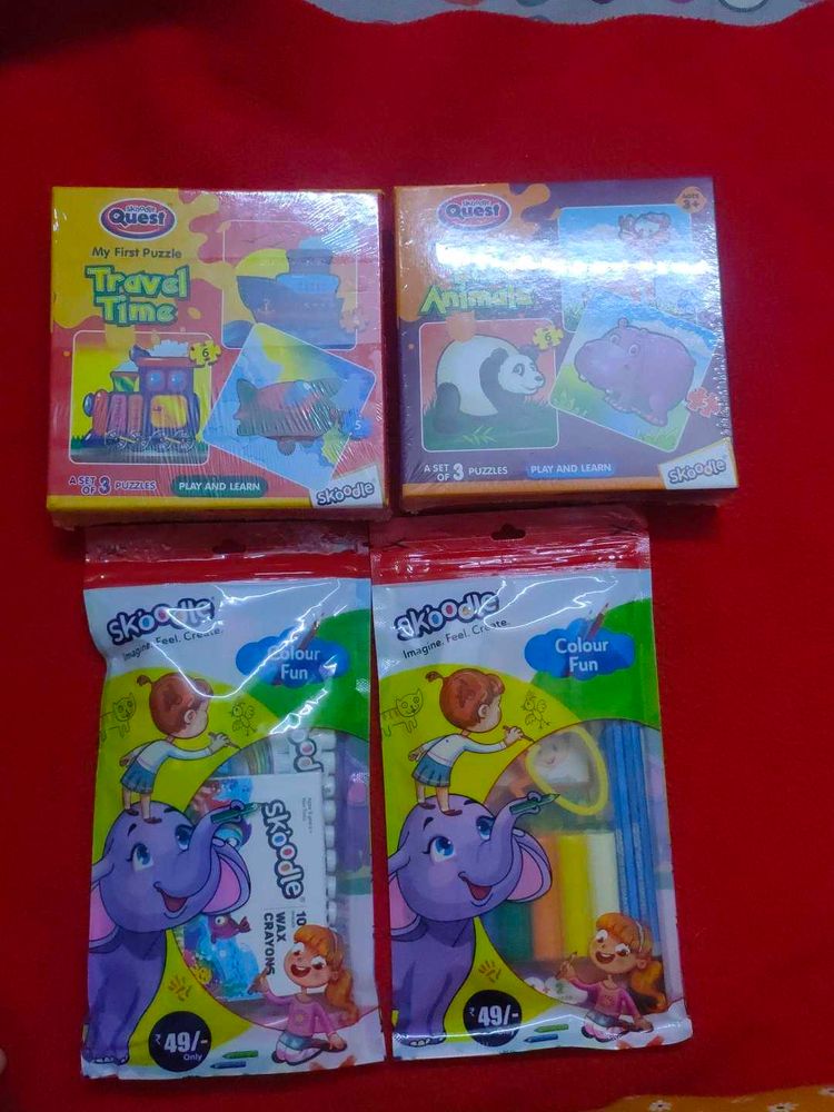 Kids Puzzles and stationery with full kit.