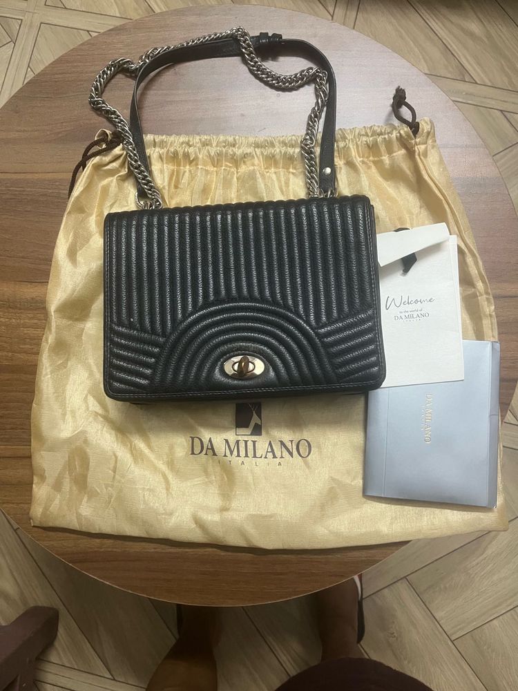Original Da Milano leather Black Quilted Handbag