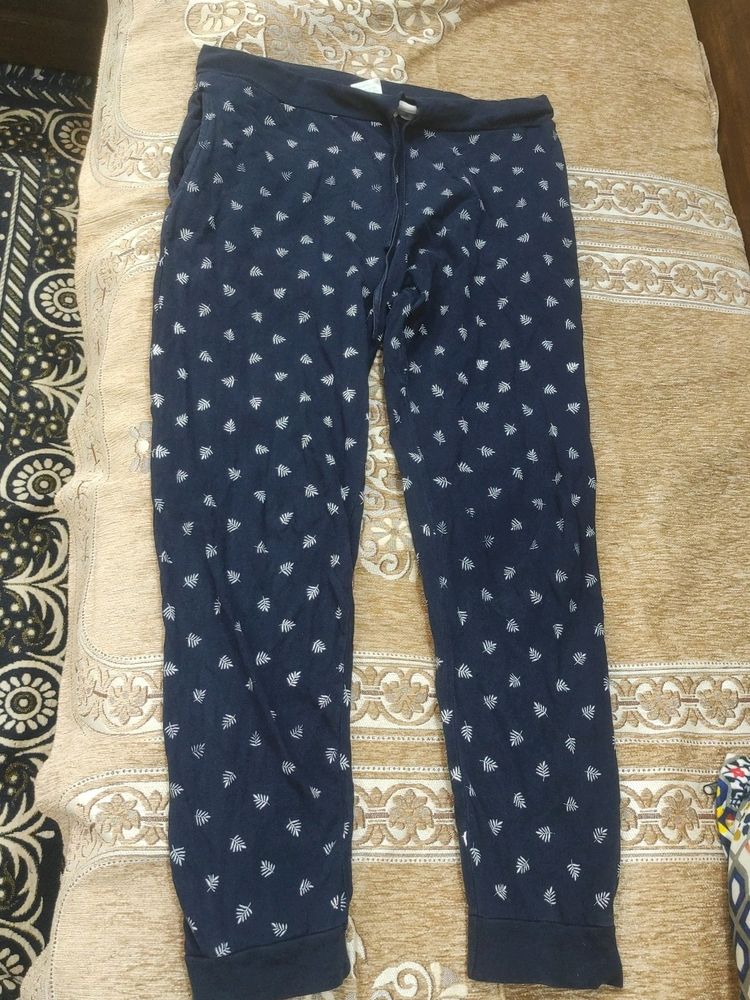 Navy Blue Joggers with Geometric Print