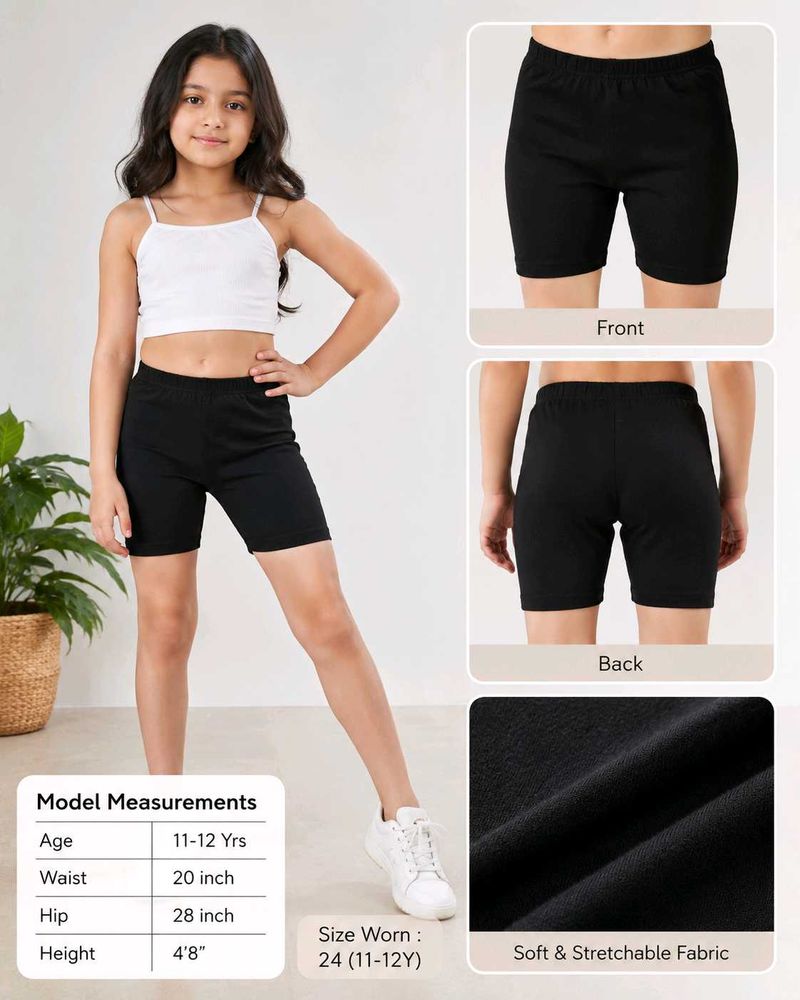 Girls Black Bike Shorts