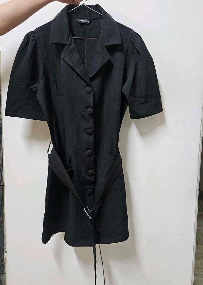 Chic Black Button-Down Dress