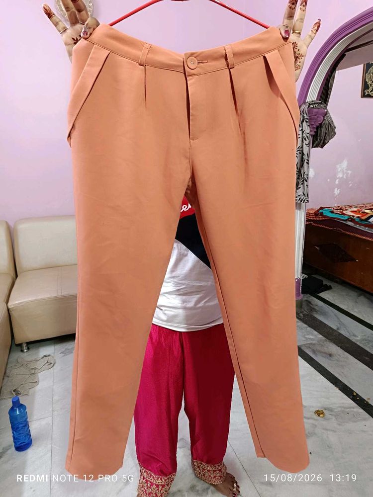 Peach Pleated Trousers