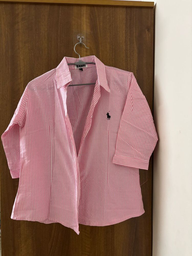 Pink Striped Button-Up Shirt
