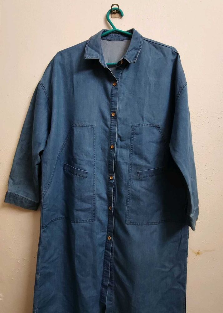 Blue denim shirt dress