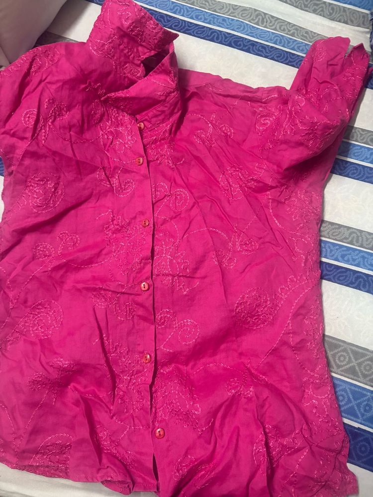 Vibrant Pink Embroidered shirt