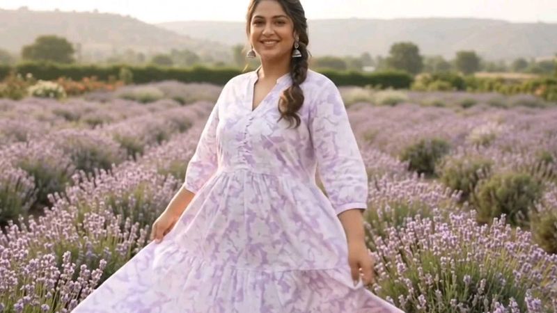 💜 Lavender Print Tiered Maxi Dress