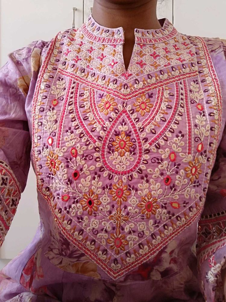 Embroidered Purple anarkali dress