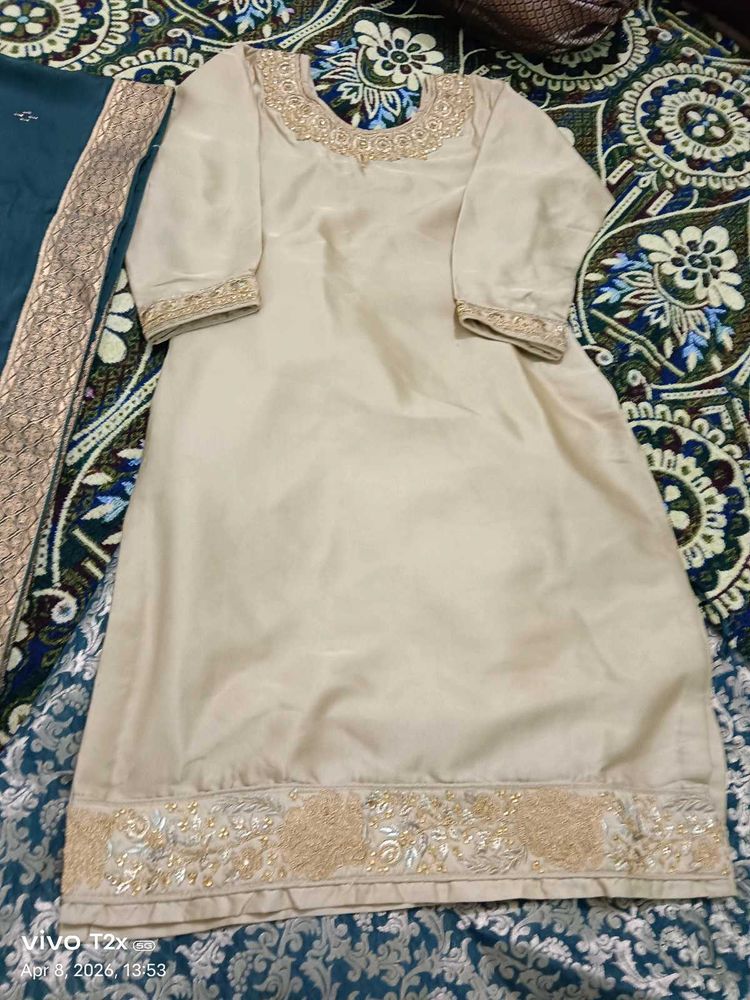 Elegant Cream Kurta Set with Dupatta