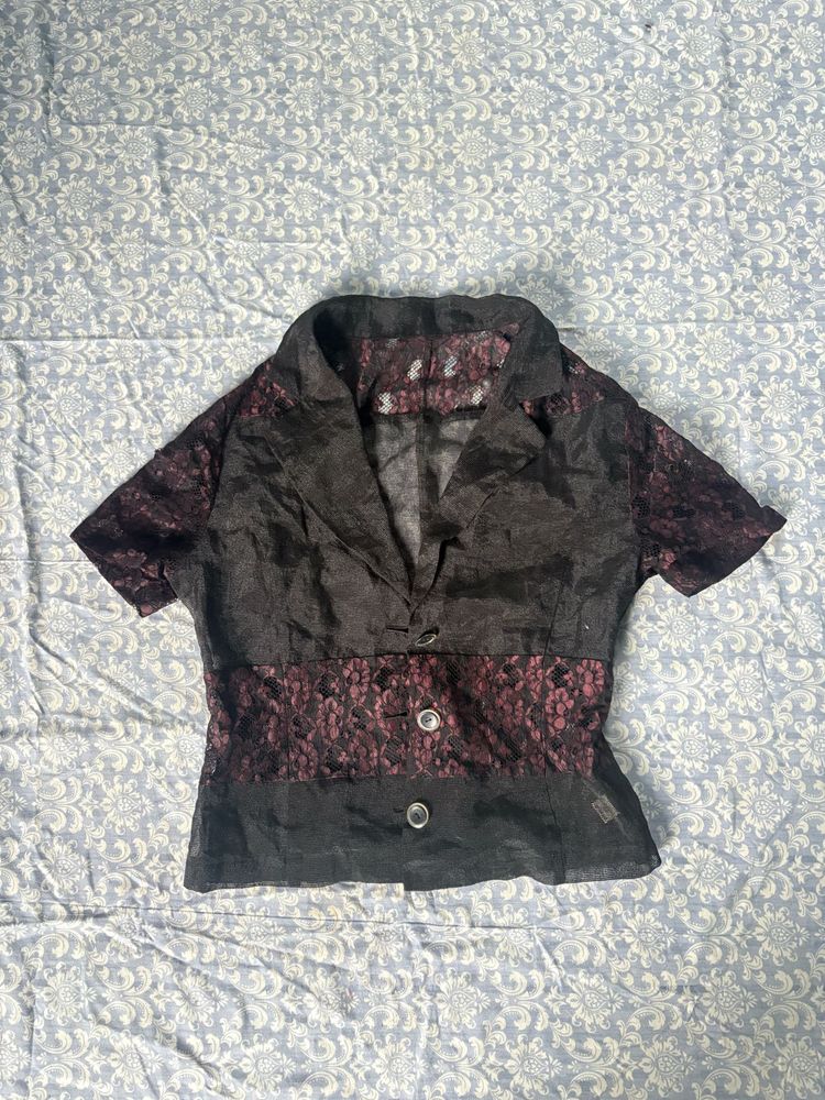 Chic Black Lace Trimmed Top