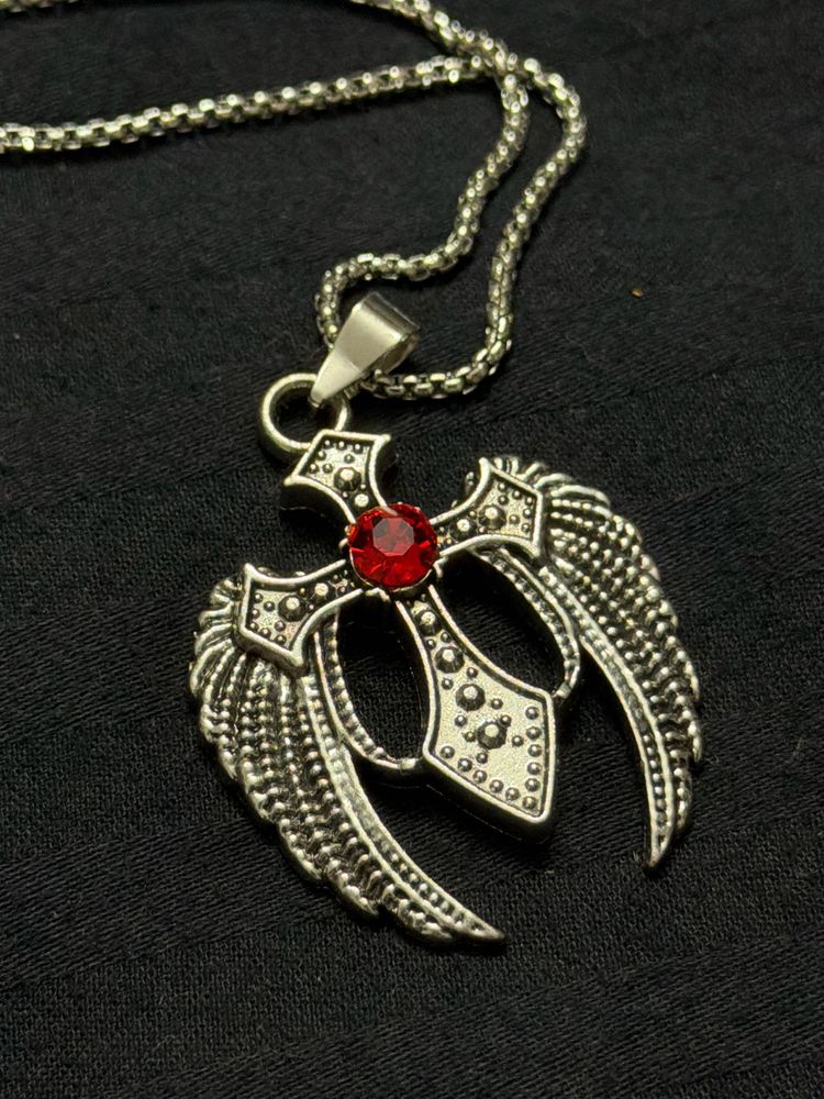 Gothic Cross Wing Pendant Necklace