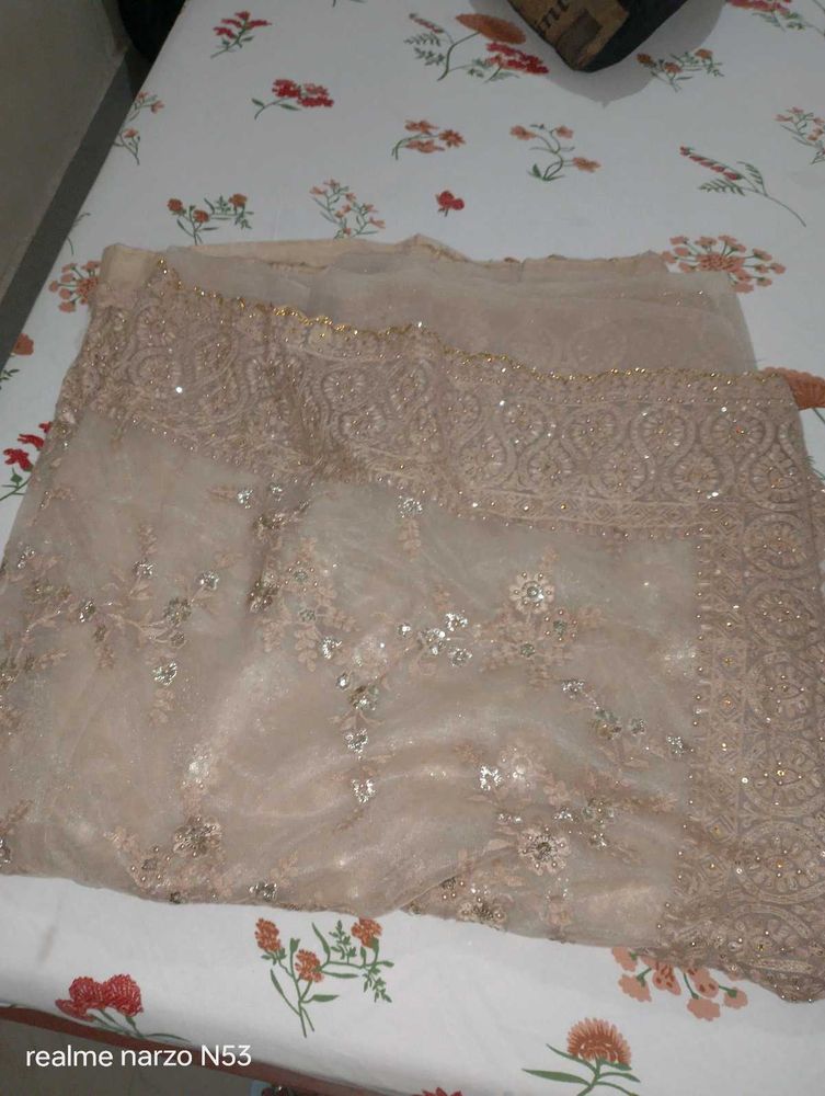 Elegant Beaded Net Saree