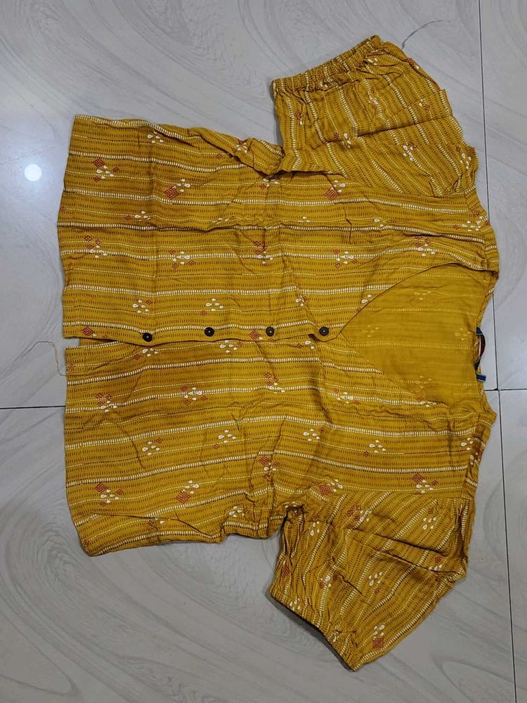 Yellow Printed Kurta Set