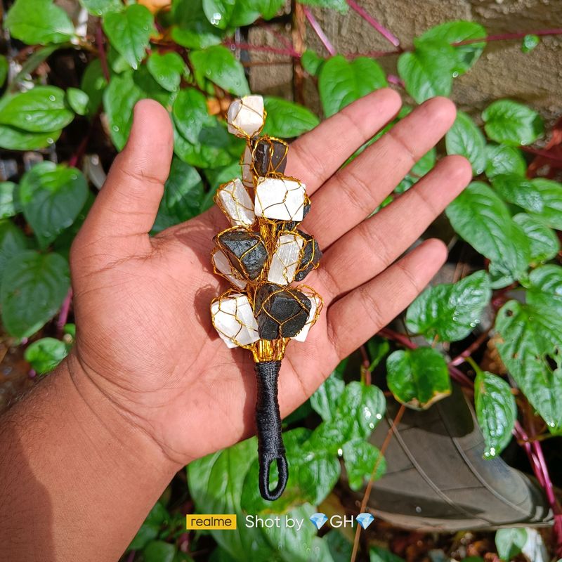 Black Tourmaline &amp; Selenite Hanging