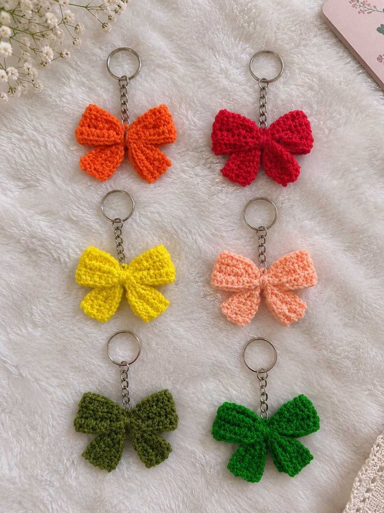 Handmade Crochet Bow Keychain 50 Each