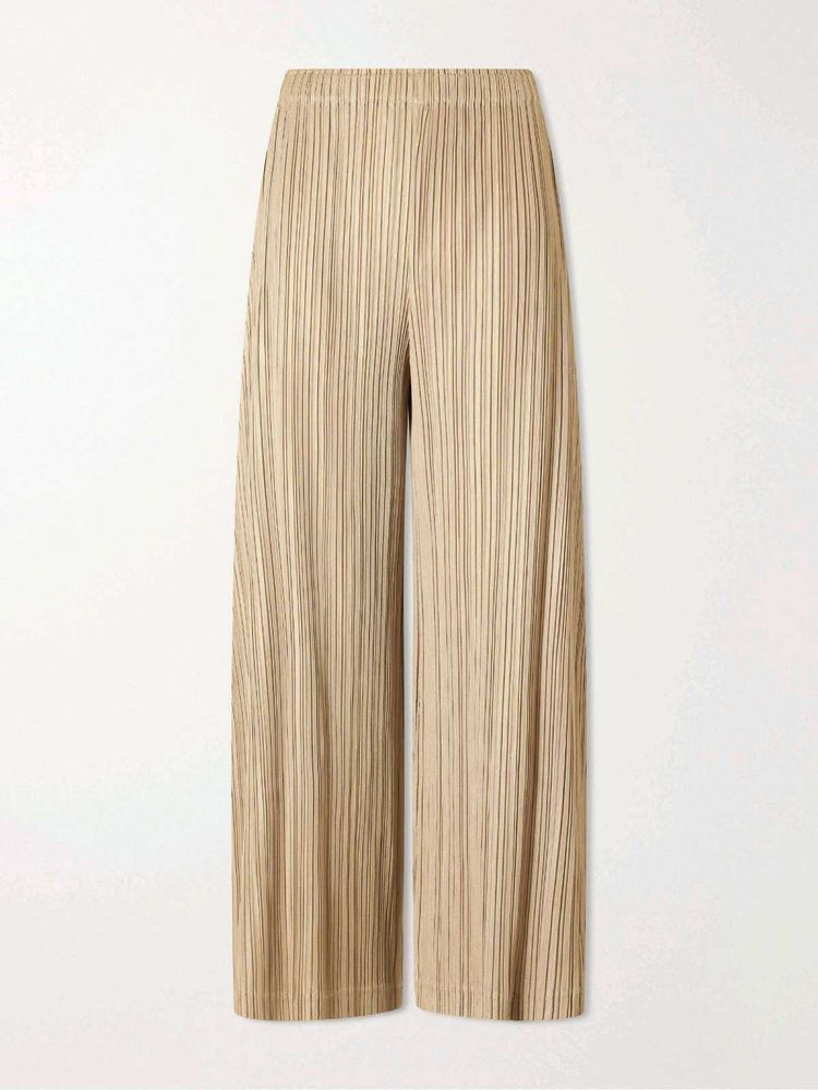 Pleated Wide Leg Pants - Beige