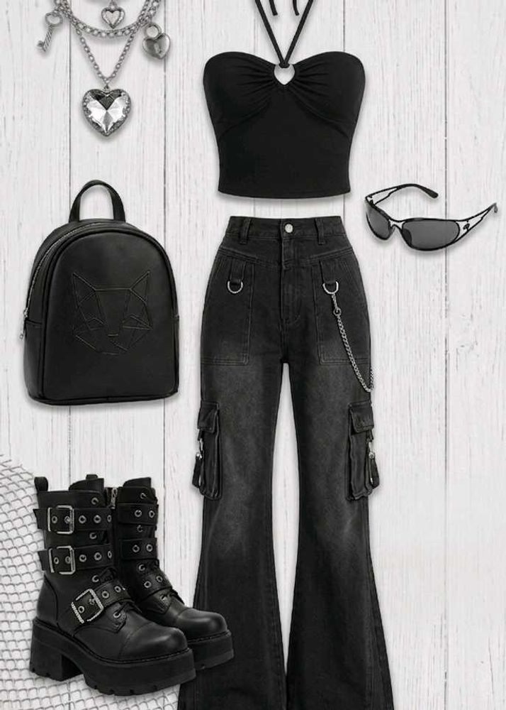 Black Halter Neck Crop Top