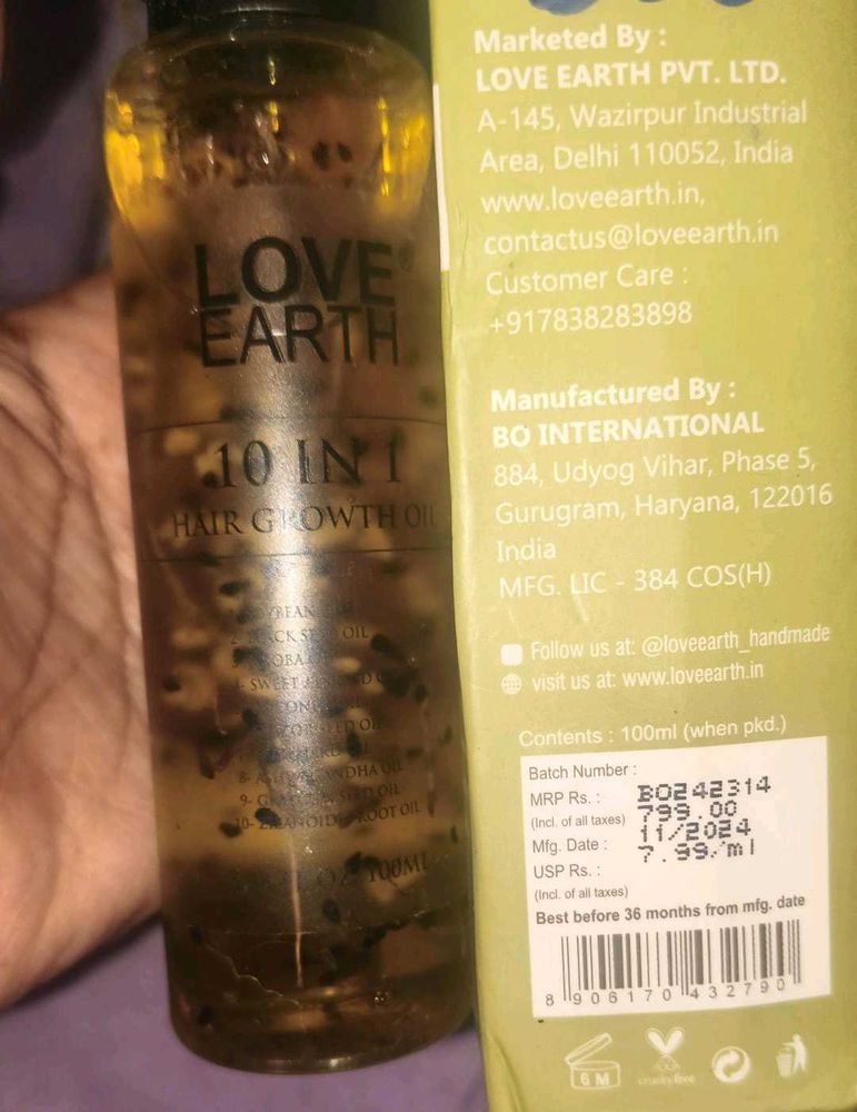 Love Earth 10 in 1 Hair Growth Oil