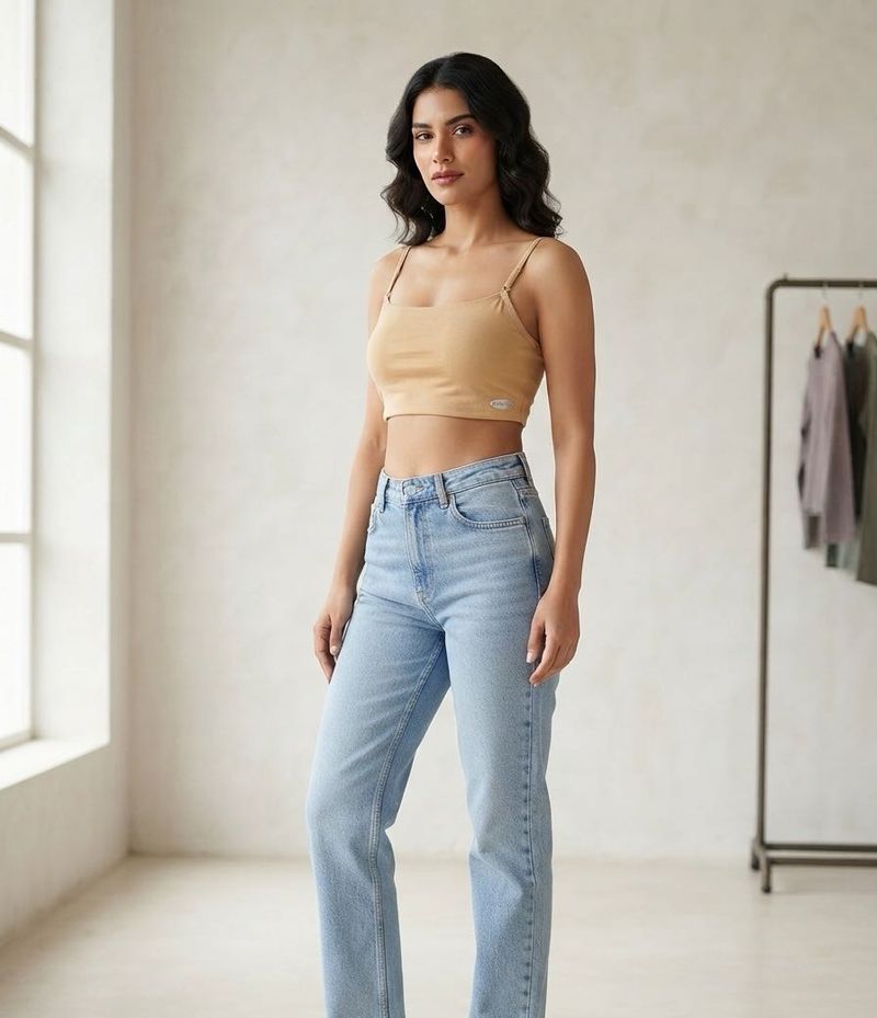 Women's Beige Crop Top