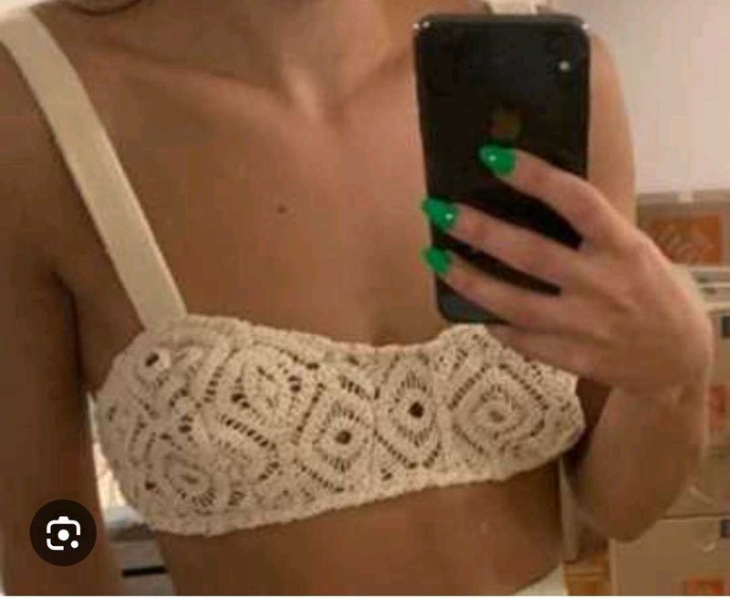 Cream Crochet Bralette