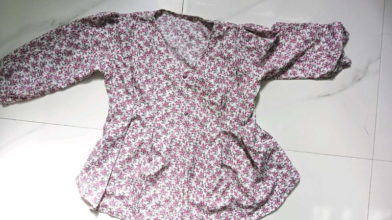 white colour printed peplum top