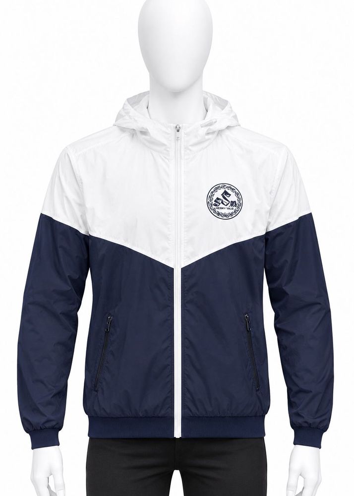Men's White &amp; Navy Windbreaker Jacket