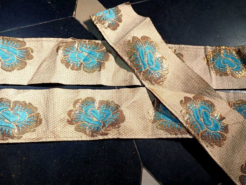 Beige big border with Blue Floral Design