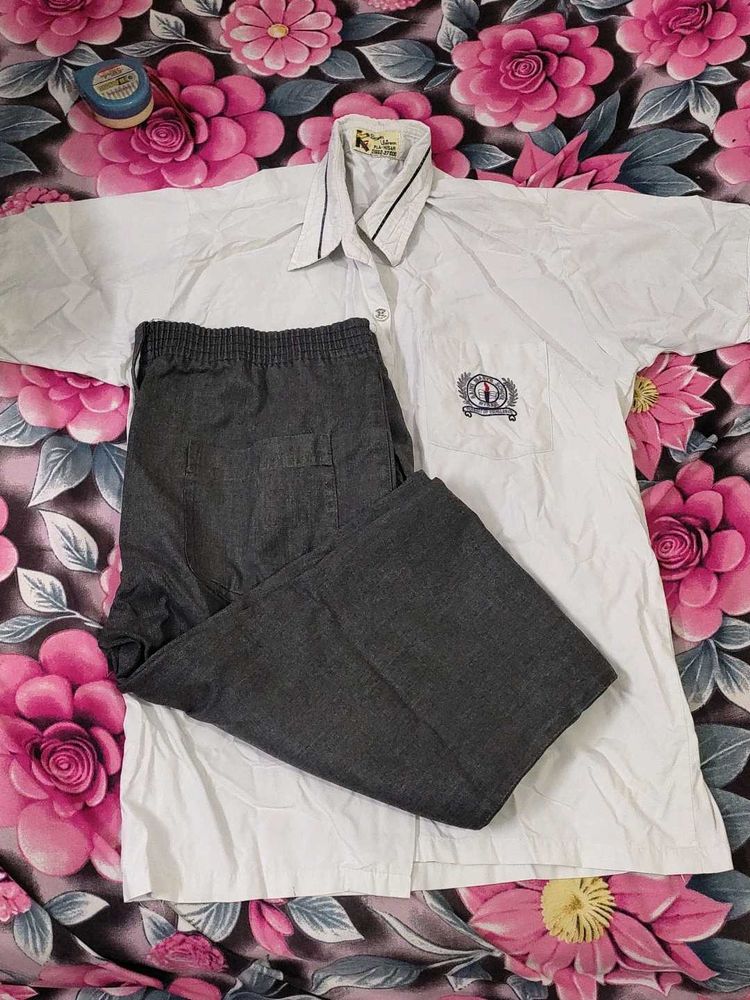 Men's White shirt and Grey Trousers Set