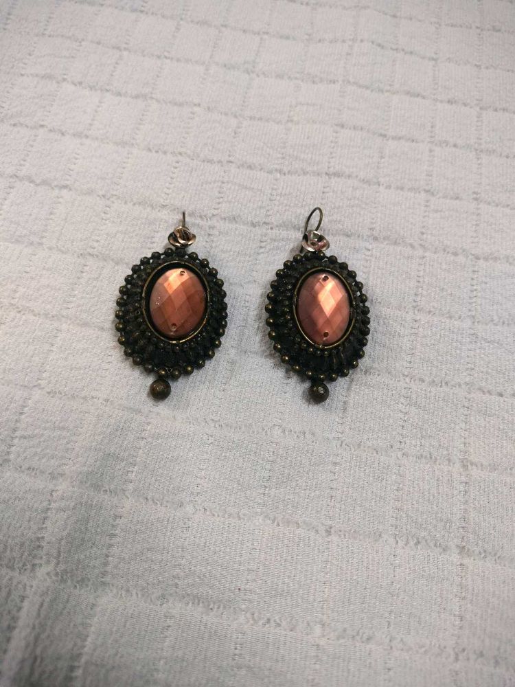 Vintage Oval Gemstone Earrings