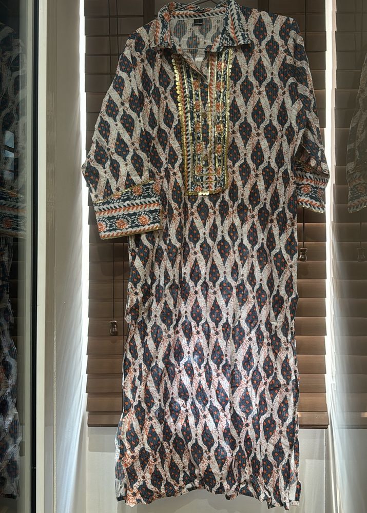 Printed Shirt Collar Pathani Kurta And Salwar