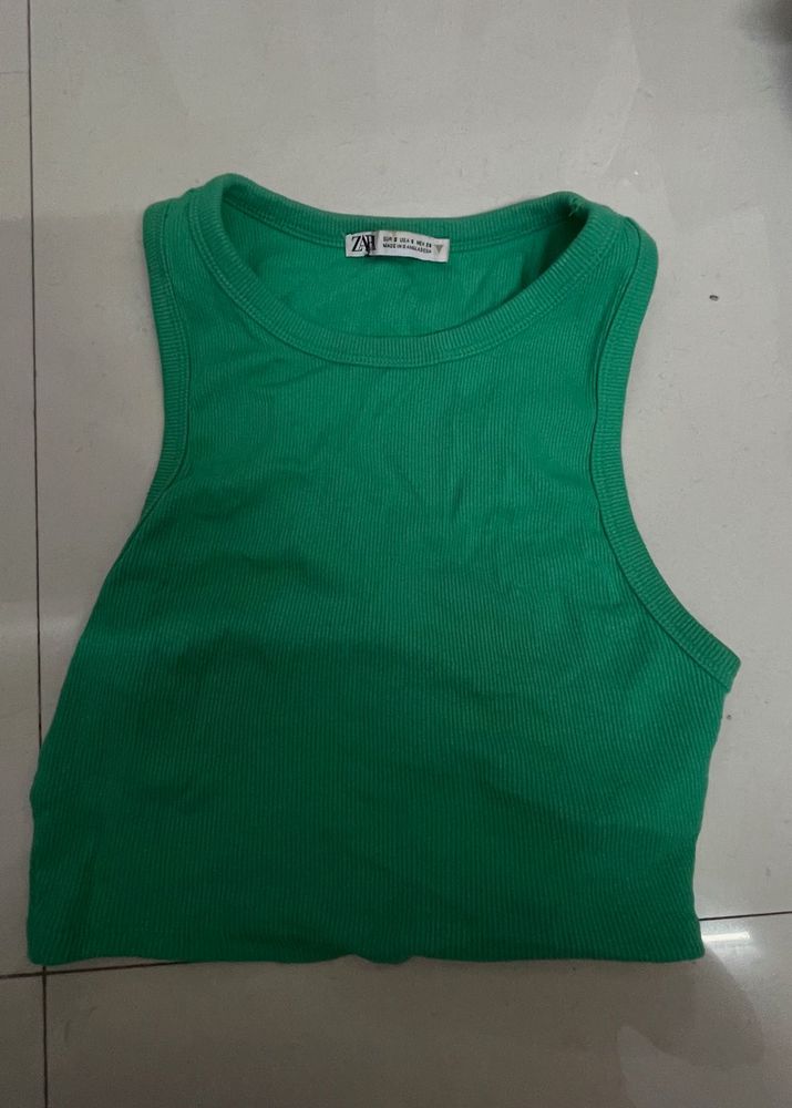 Green Ribbed Tank Top