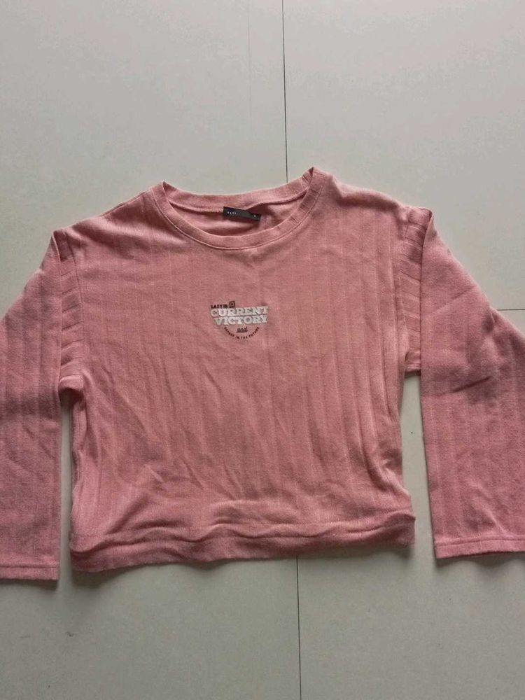 Pink Ribbed Crop Top
