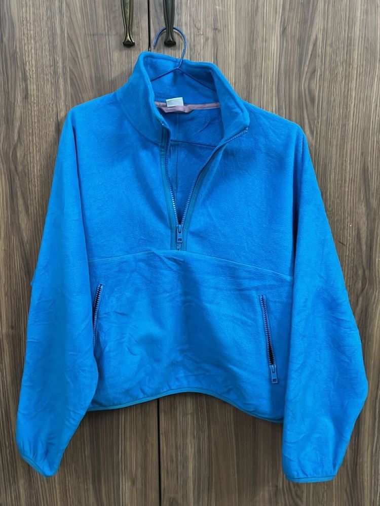 TNA Aritzia Blue Fleece Quarter Zip