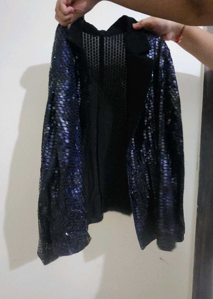 Sparkly Blue Sequin Blazer